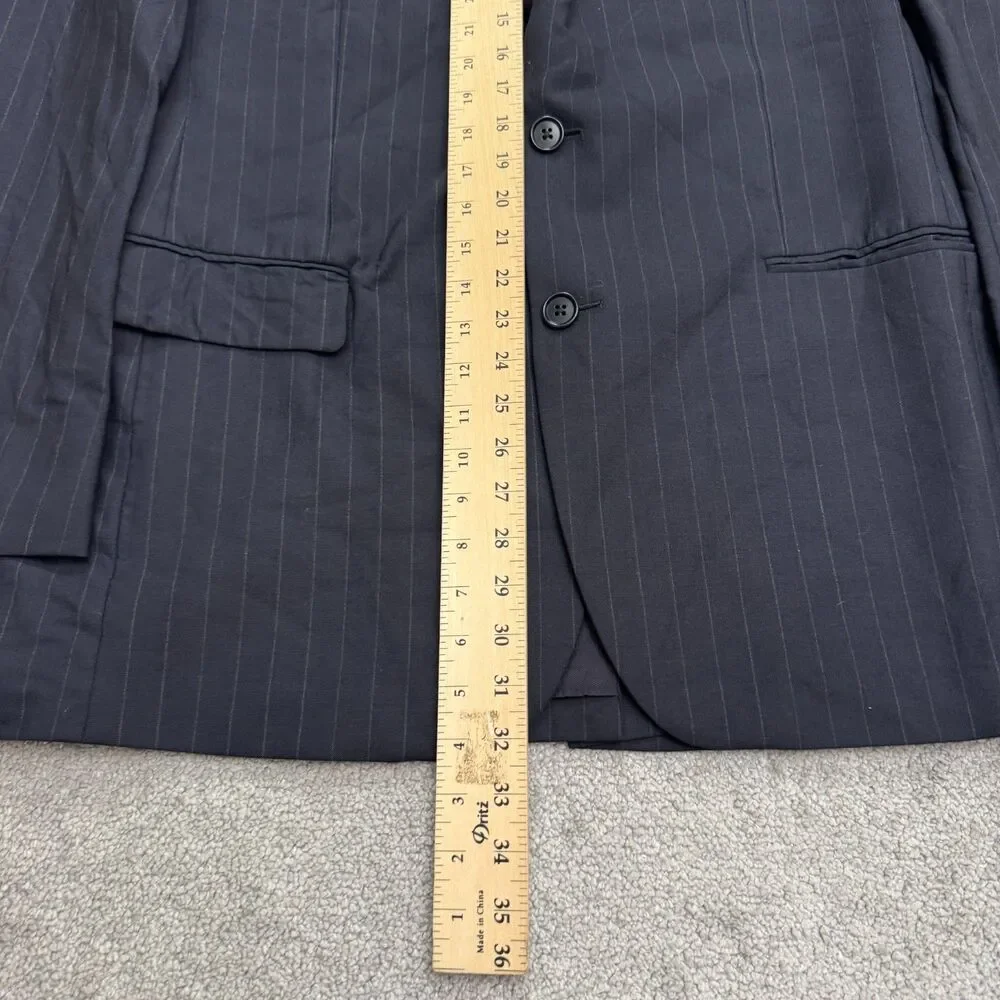 Brooks Brothers 346 Wool Blazer Suit Jacket Men 42L Navy Blue Pinstriped Stretch